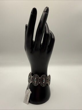 Park Lane Silver-Tone Oval Turquoise Accent Stretch Bracelet - Blue